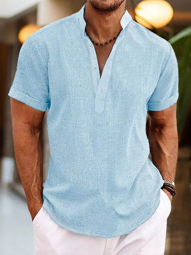Herren Kurzarmshirt Leicht Baumwolle Sommerweiß