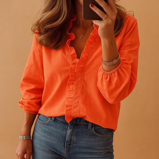 Damen Bluse mit Rüschen Elegantes Oberteil - Norvielle
