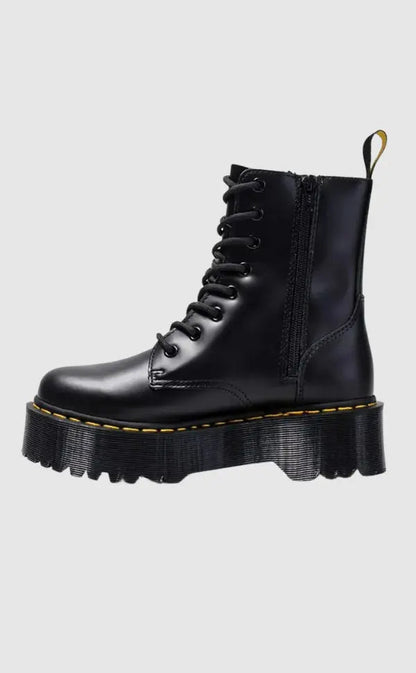 Damen Plateaustiefel Leder Elegant Hoch