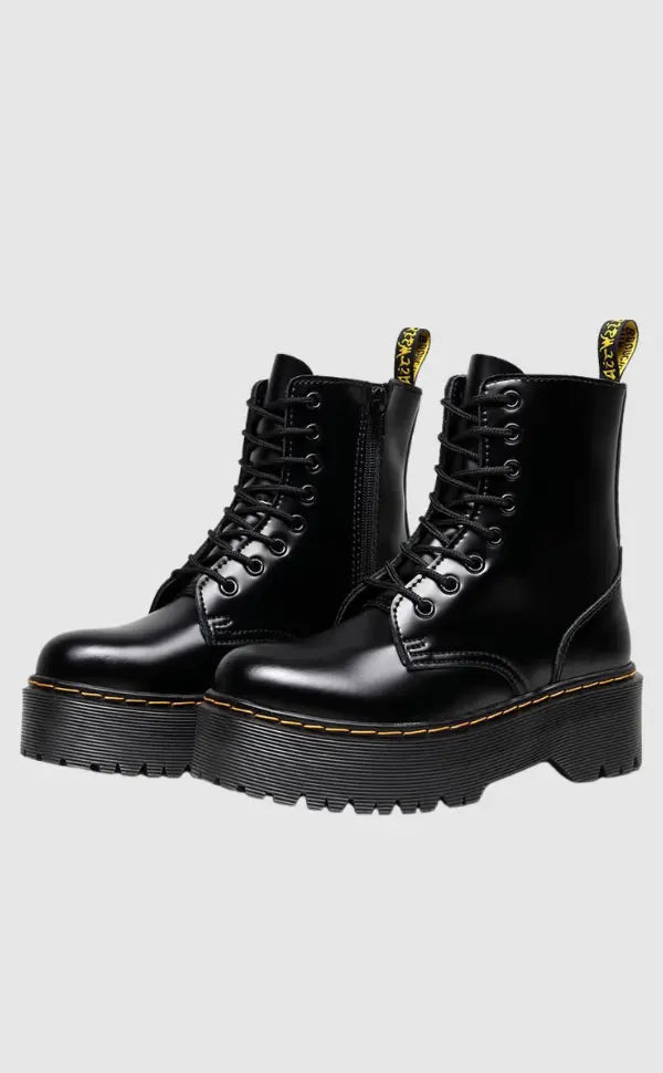 Damen Plateaustiefel Leder Elegant Hoch