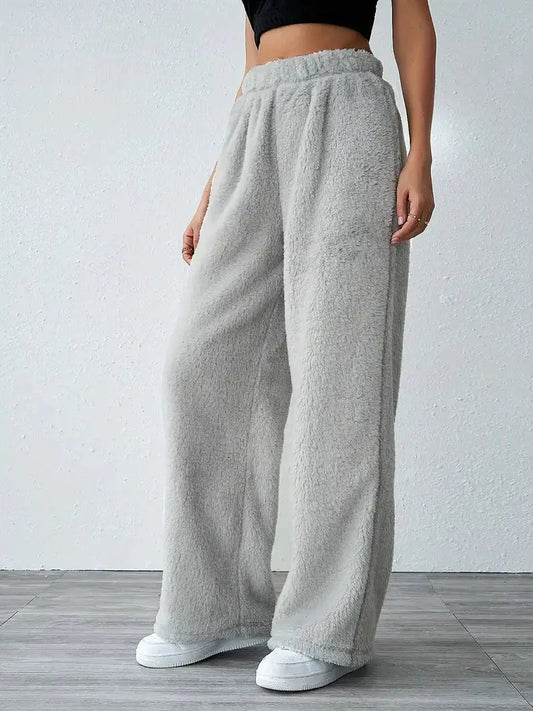 Damen Hochtaillige Jogginghosen aus Teddyfleece Bequem Warm - Norvielle