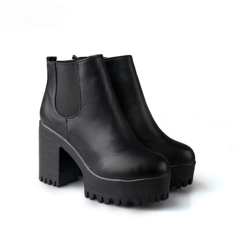 Damen Stiefel Robust Plattform Mode Stiefel