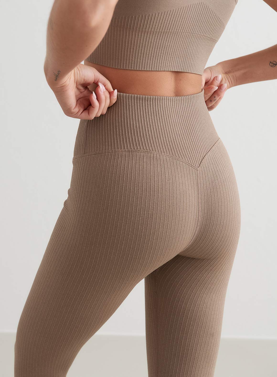 Damen Sportleggings Nahtlos Gerippt