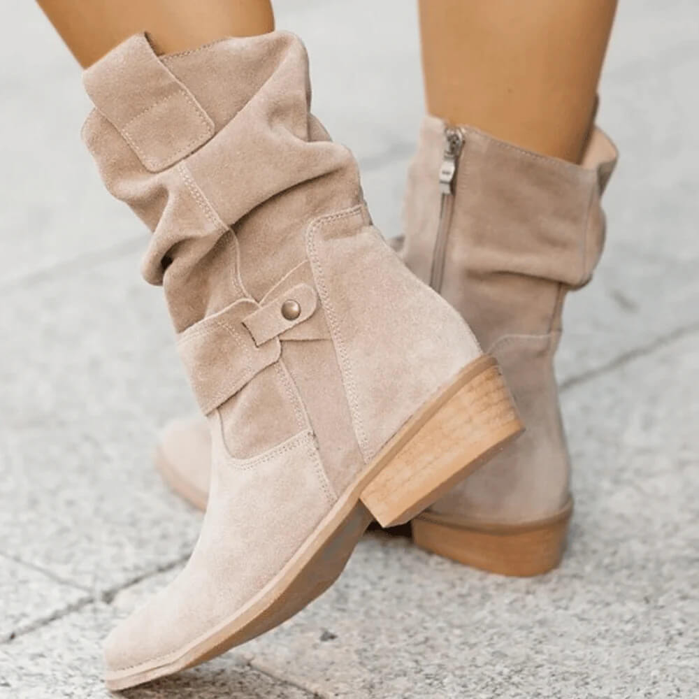 Damen Wildleder Stiefel Elegant Hochwertig - Norvielle