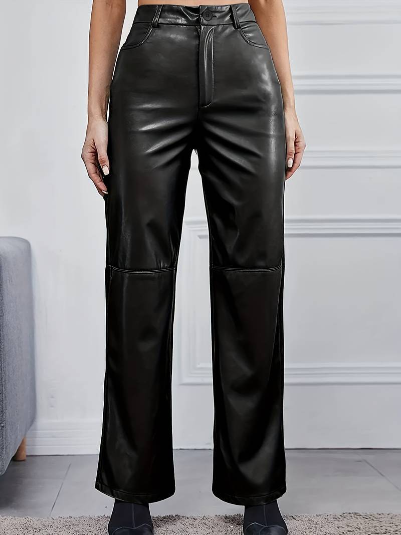 Damen Schlaghosen Kunstleder Stretch - Norvielle