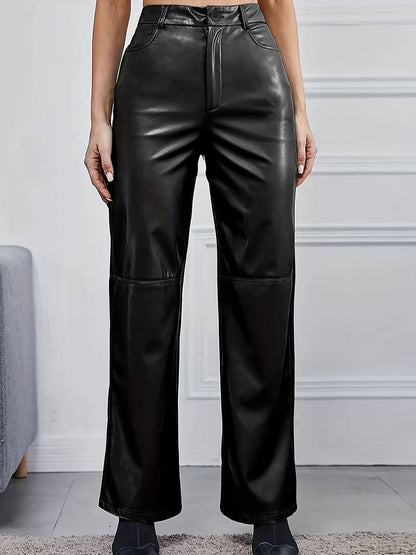 Damen Schlaghosen Kunstleder Stretch - Norvielle