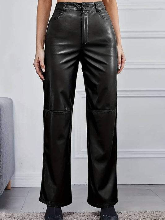 Damen Schlaghosen Kunstleder Stretch - Norvielle