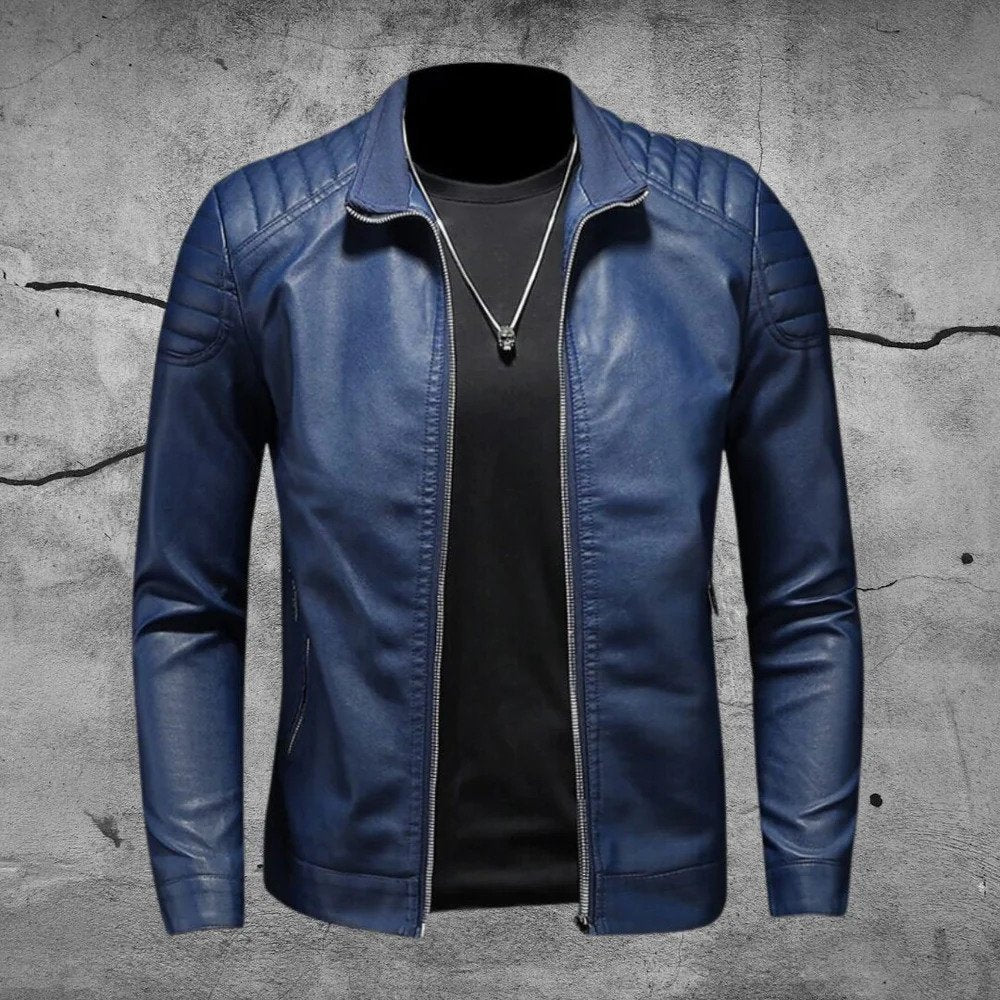 Herren Lederjacke Lederschutzjacke Schwarz - Norvielle