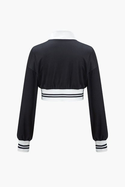 Sportliches Damen Zweiteiler Set Cropped Jacke und weite Hose