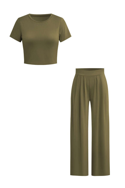 Damen Zweiteiler Set Crop Palazzo Hose
