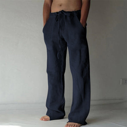 Herren Leinenhose Bequem Einfarbig Sommerhose