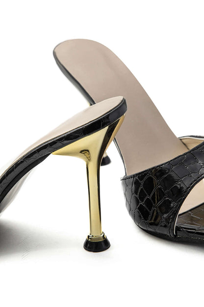 e Damen High Heels Mule aus Leder Elegant