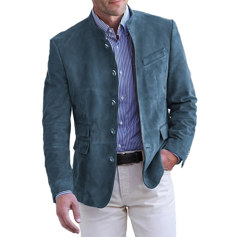 Herren Wildleder Blazer Slim Fit Mandarin Kragen - Norvielle