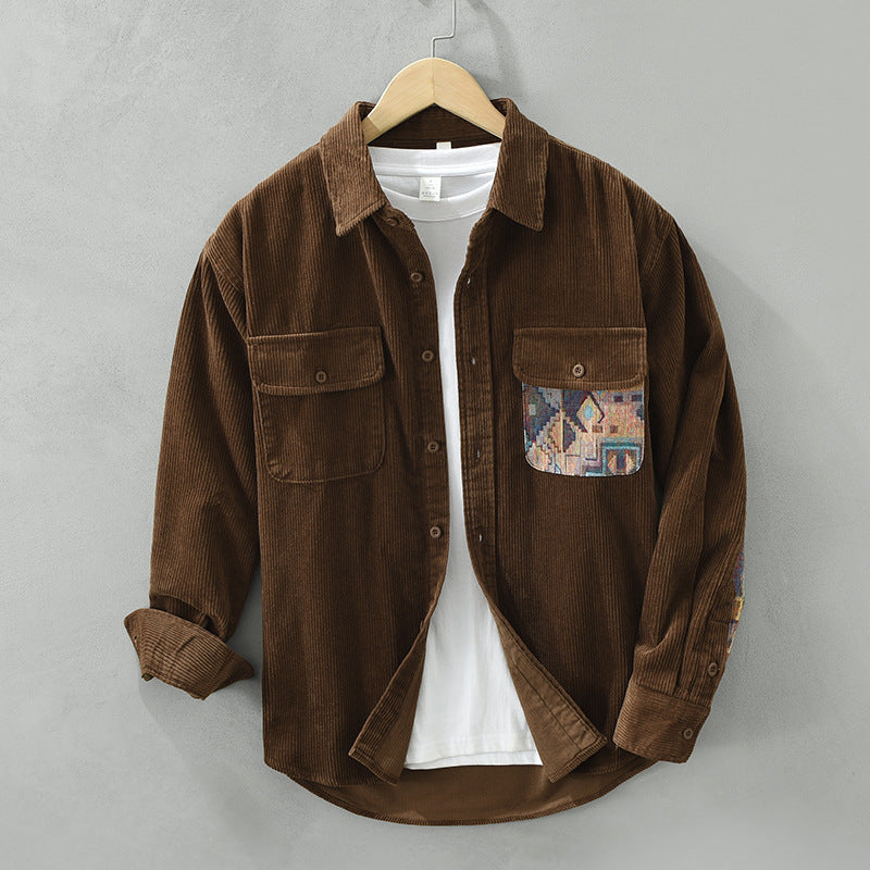 Herren Langarmhemd aus Baumwolle Vintage Stil