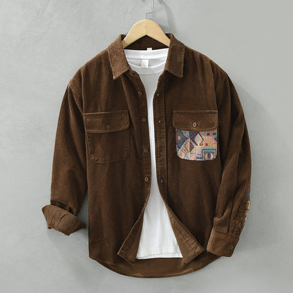 Herren Langarmhemd aus Baumwolle Vintage Stil