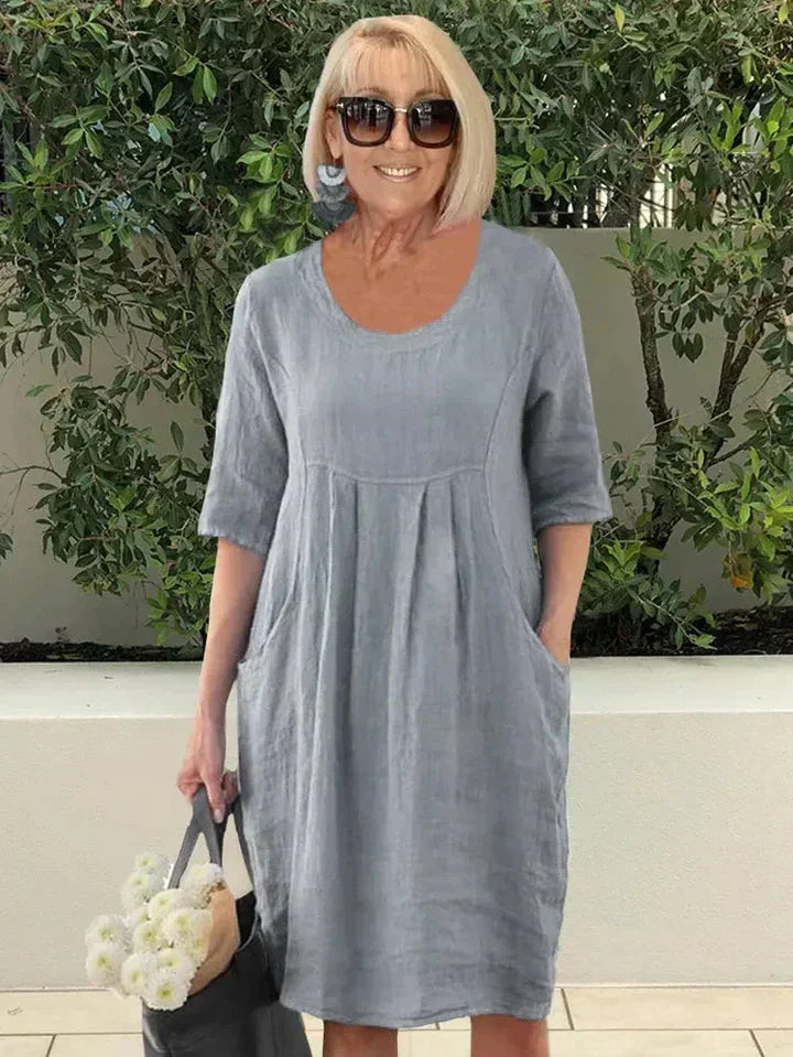 Damenkleider mit Taschen Leichter Stoff Sommer