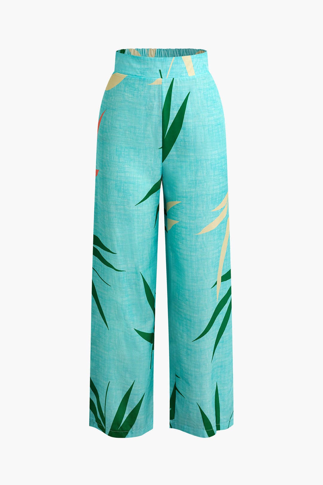 Damen Zweiteiler Baumwolle Knoten-Oberteil Bambus-Print-Hose