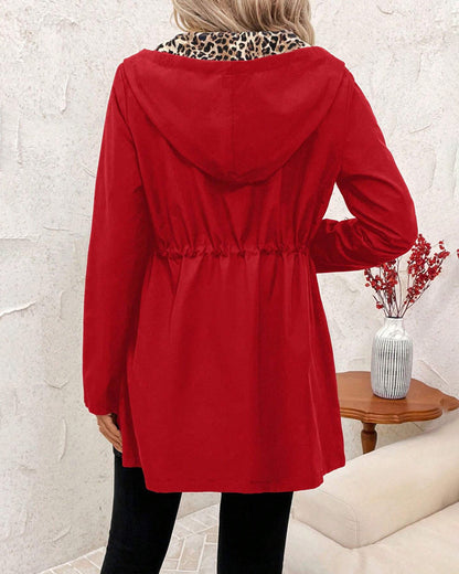 Leopardenmuster Damen Kapuzenpullover Umkehrbar Trendy