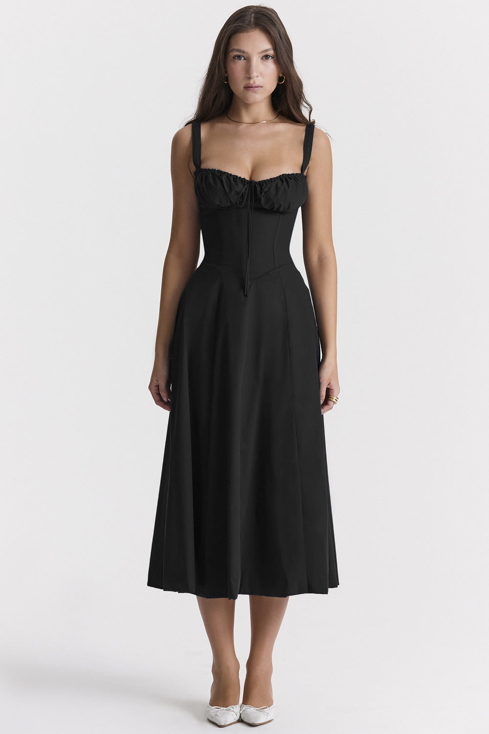 Damen A-Linie Midikleid mit Trägern
