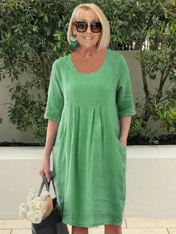 Damenkleider mit Taschen Leichter Stoff Sommer