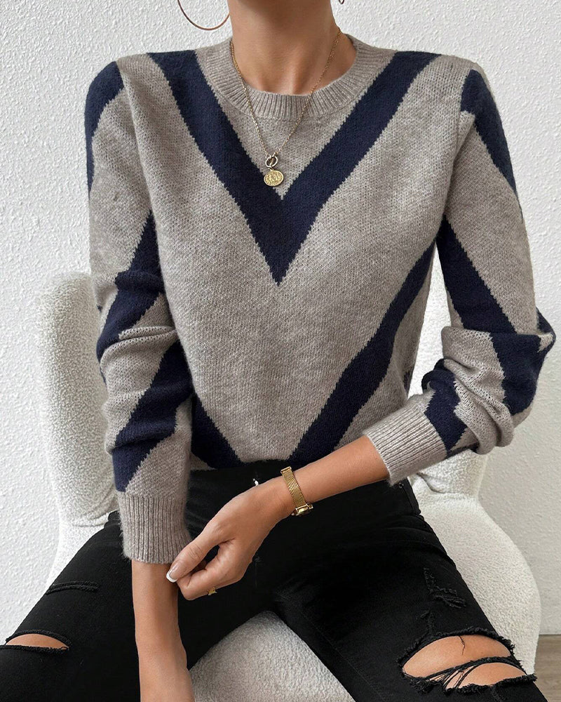 Damen Rundhals Geometrisches Muster