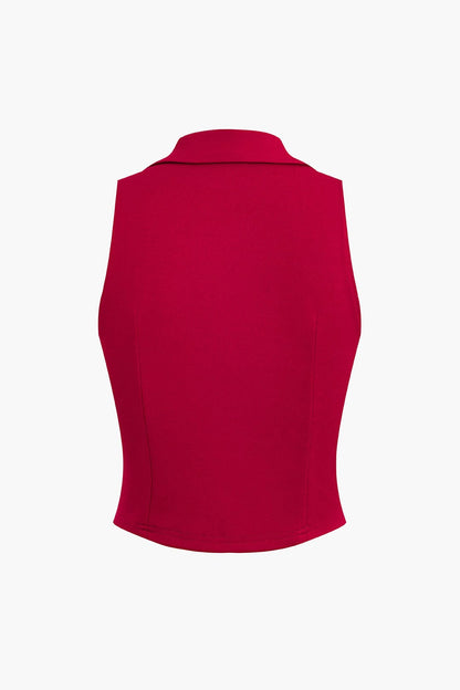 Damen Zweiteiler Weste Faltenrock Elegant