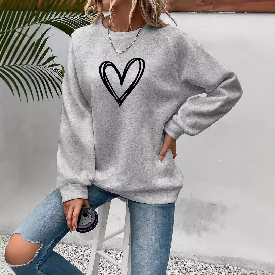 Damen Rundhals Langarm Sweatshirt Trendig