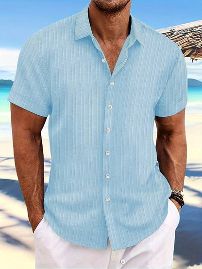 Herren Sommerhemd Kurzärmelig Gestreift Relaxed Fit