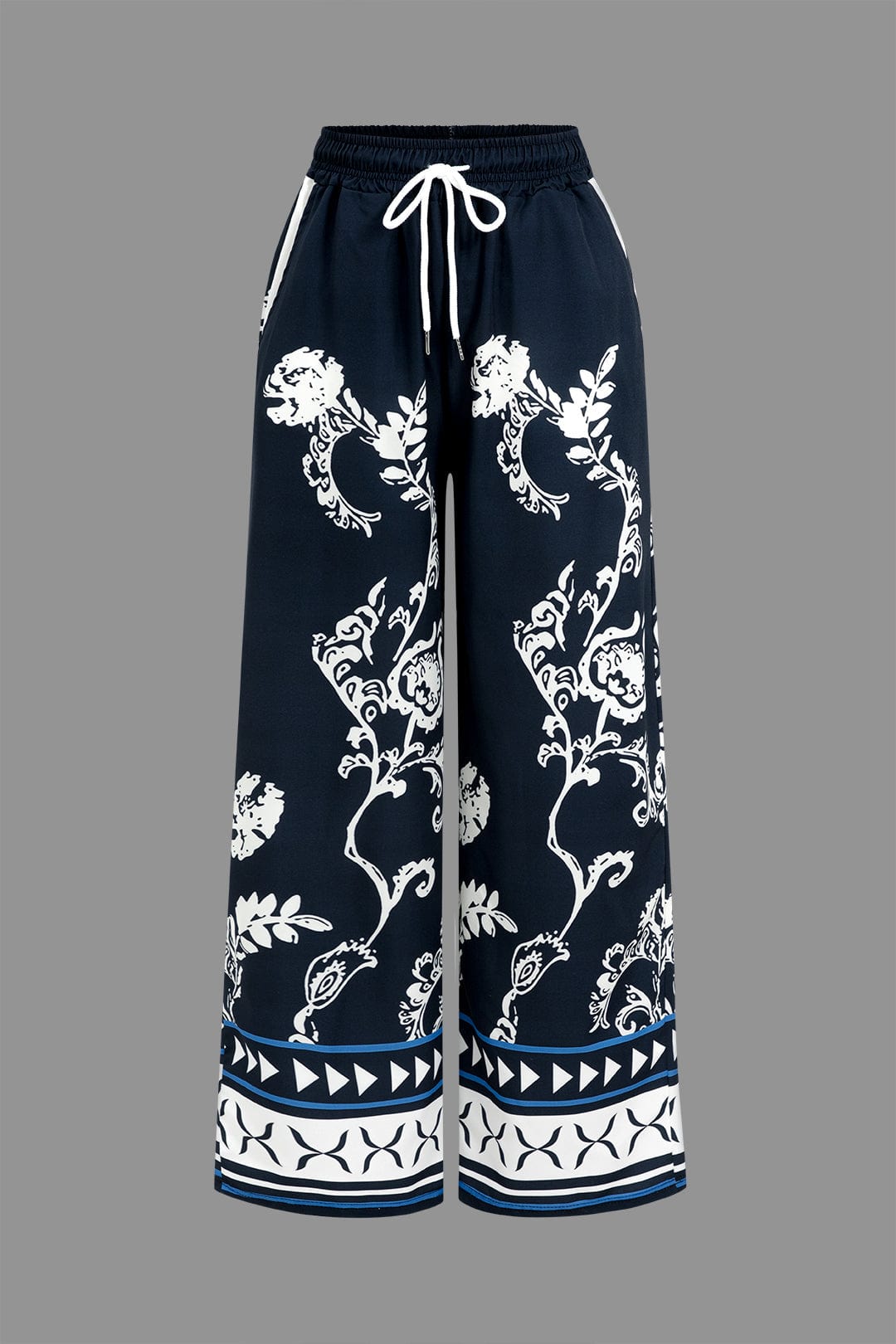 Damen Boho Zweiteiler Bluse Hose Weitbein
