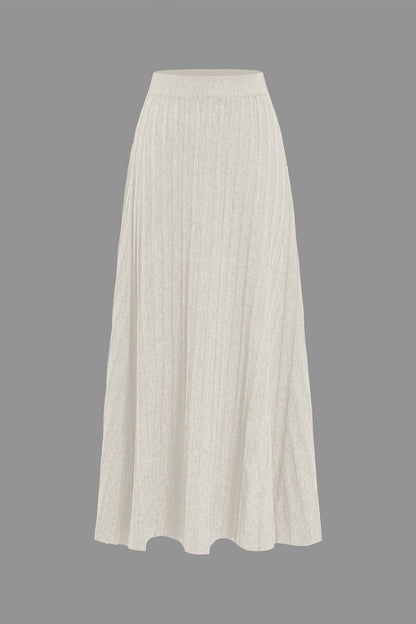Damen Midirock Plissee Elastisch