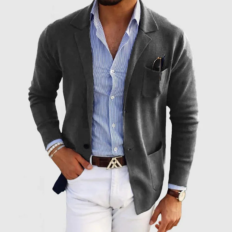 Herren Blazer Slim Fit Modern Revers Knöpfe