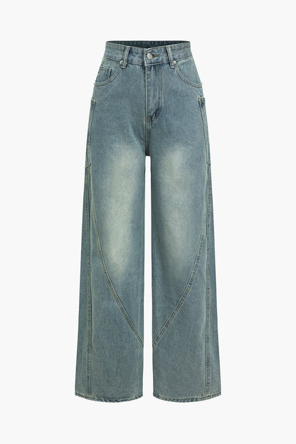 Damenjeans Weite Bequem Denim Blau - Norvielle