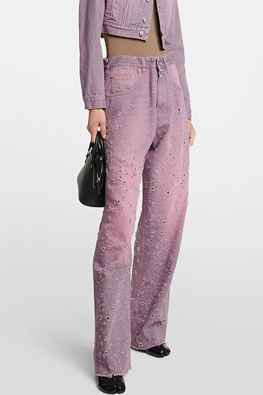 Damenjeans Weite Verwaschen Bequem - Norvielle