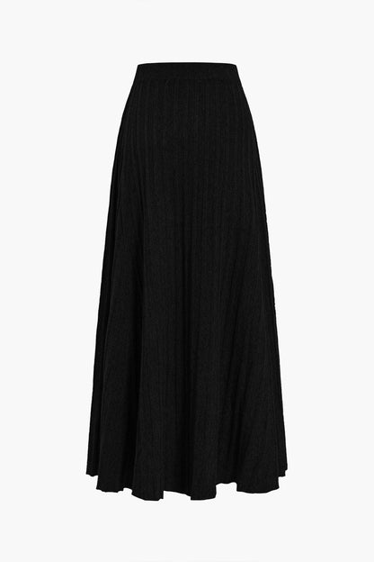 Damen Midirock Plissee Elastisch