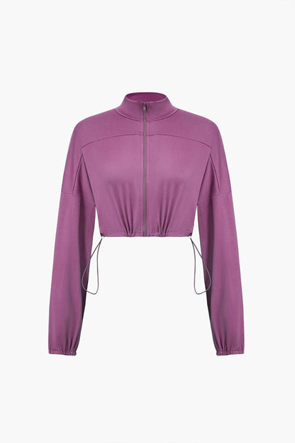 Sportliches Damen-Zweiteiler-Set Cropped-Jacke Leggings