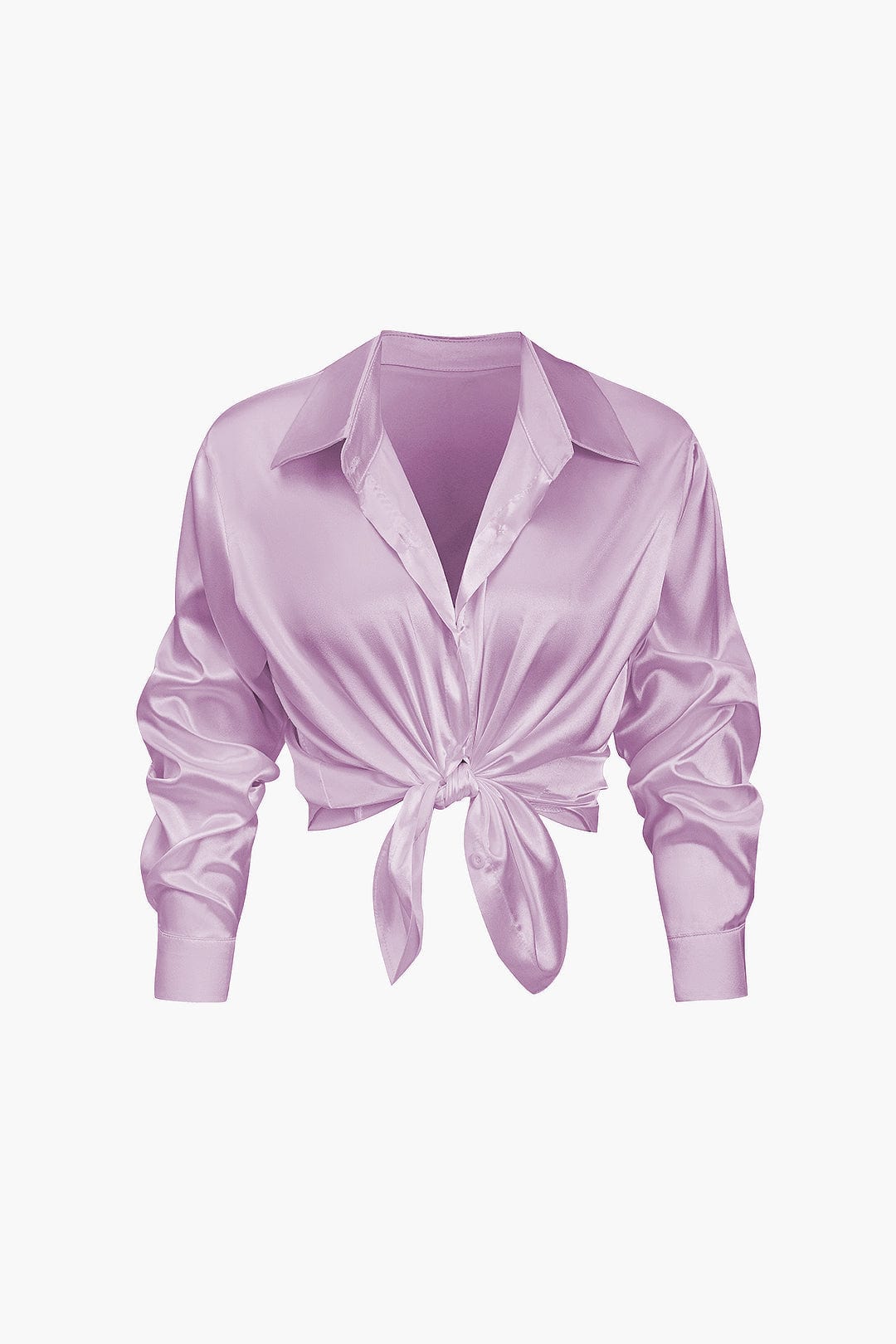 Damenbluse Langarm Seiden-Satin Elegante Bluse