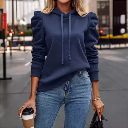 Damen Hoodie Rüschensäumen Glamour Style
