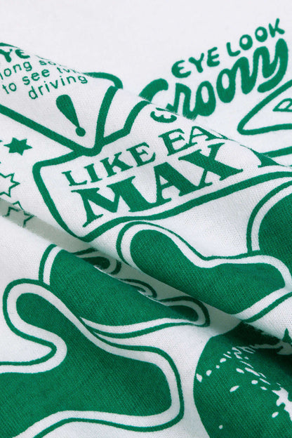 Damen Crop-T-Shirt Grafikdruck Ärmel Hochgekrempelt Knotendetail