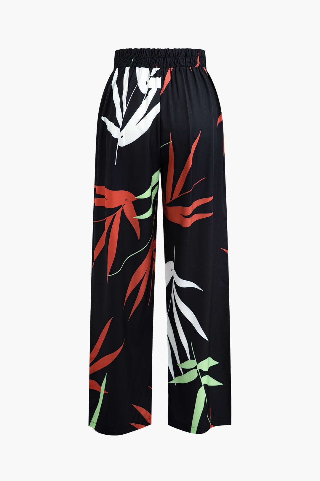 Damen Zweiteiler Baumwolle Knoten-Oberteil Bambus-Print-Hose