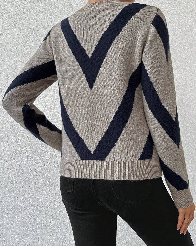Damen Rundhals Geometrisches Muster