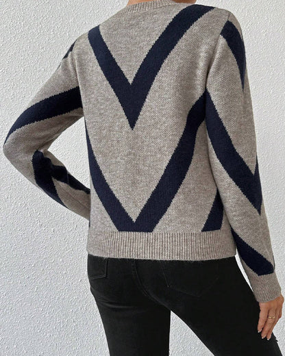 Damen Rundhals Geometrisches Muster