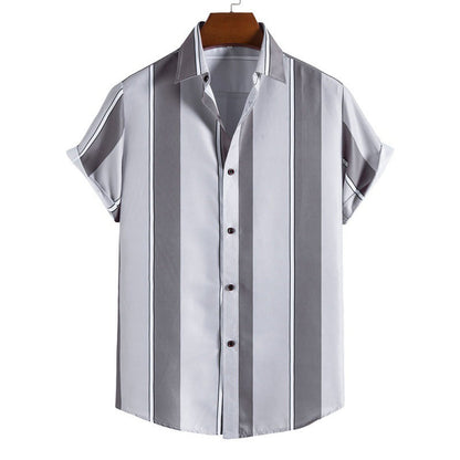 Herren Freizeithemd Retro-Style Baumwolle Blau