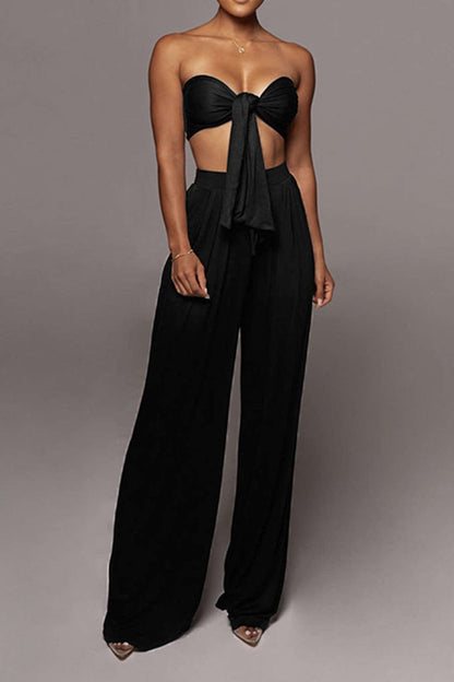 Damen Zweiteiler Set Schleifen Bikinihose Elegantes Design