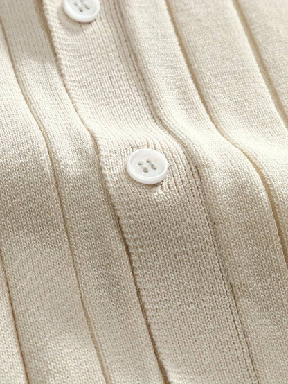 Elegantes Damen Strickhemd Kurzarm Baumwolle