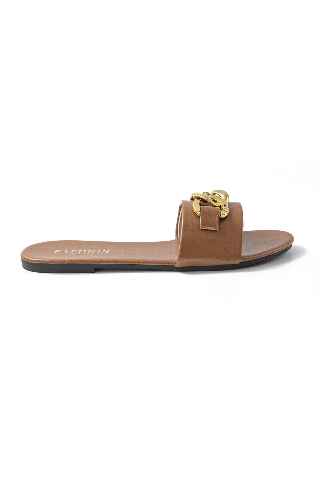 Damen Slides Goldene Kette Elegante Sandalen