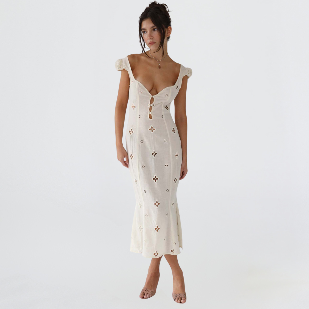 Damen Hochzeitskleid Midi Länge Elegant