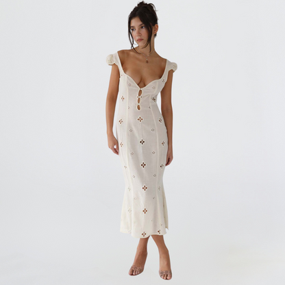 Damen Hochzeitskleid Midi Länge Elegant