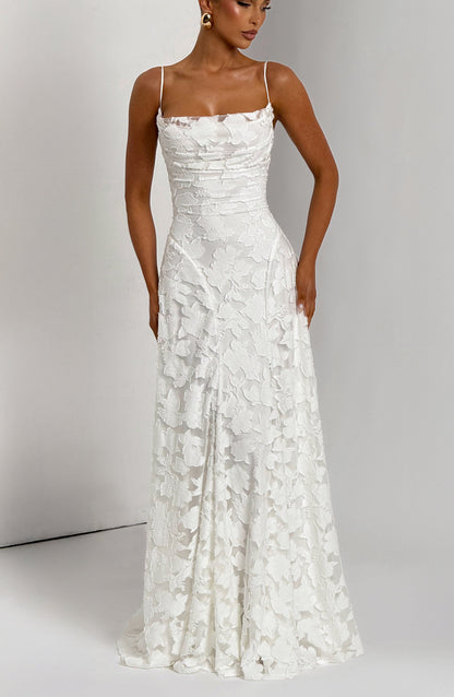 Damen Maxikleid Blumenmuster Rückenausschnitt Sommerkleid