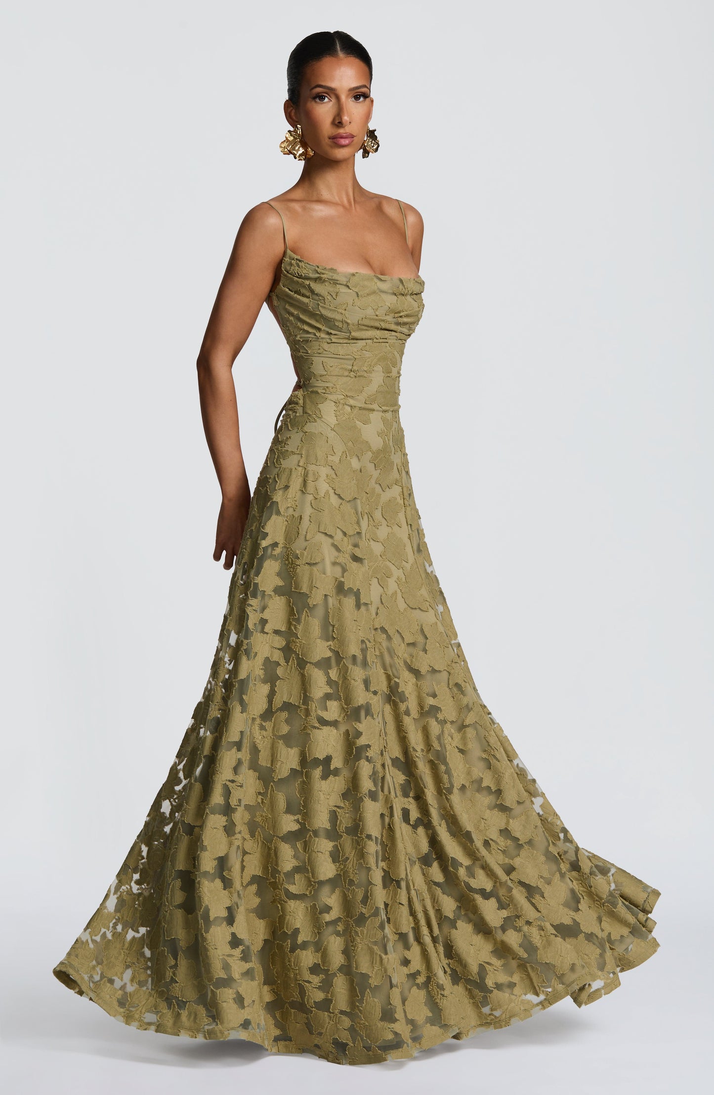 Damen Maxikleid Blumenmuster Rückenausschnitt Sommerkleid - Norvielle