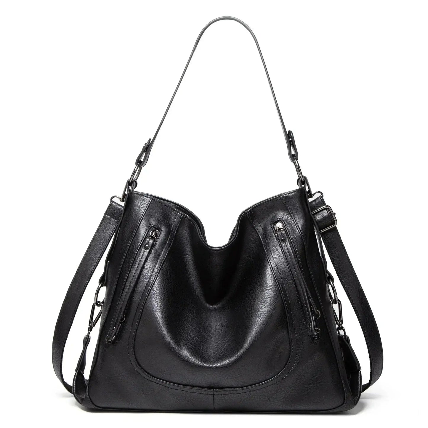 Damen Ledertasche Lässige Frauenhandtasche Schwarz - Norvielle